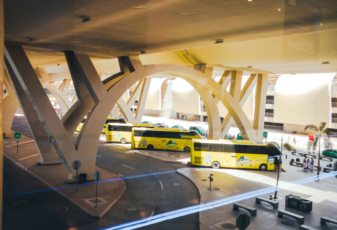 Bus station for the shuttle buses to Mecca at the King Abdulaziz International Airport